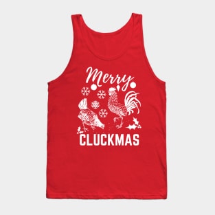 Merry Cluckmas Funny Christmas Chicken Vintage Pajama Gift For Family Tank Top